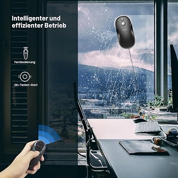 Tosima W3 Window Cleaning Robot Automatic Spray Function with 80 ml Tank Triple Safety System Window Robot Intelligent Navigation Remote Control for All Smooth Surfaces with 12 Wipes