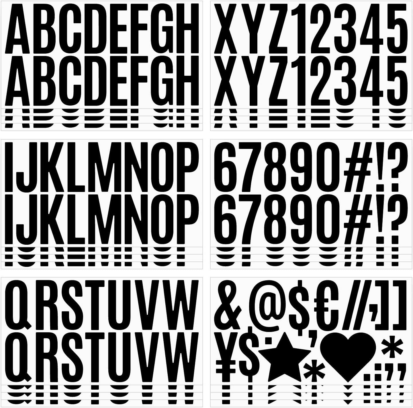 400 Pcs 24 Sheets Large Letter Mailbox Stickers 2.5 Inches Black Alphabet Number Self Adhesive Sticker for Bulletin Board, Classrooms, Scrapbooking, Poster Board, Wall Vinyl Stick On Letter