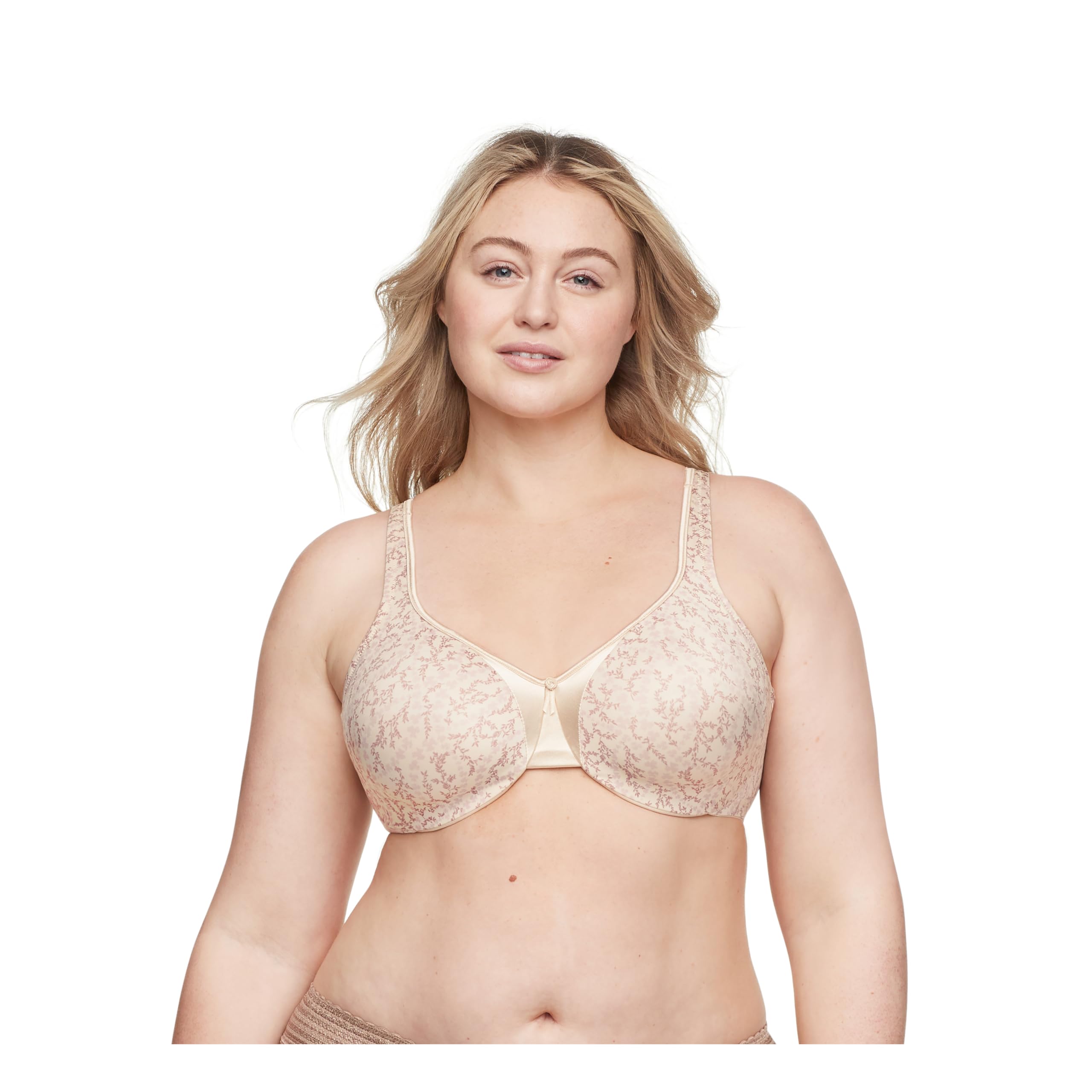 Warner's Women's Signature Cushioned Support and Comfort Underwire Unlined Full-Coverage Bra 35002a, Butterscotch Vine Floral, 42D