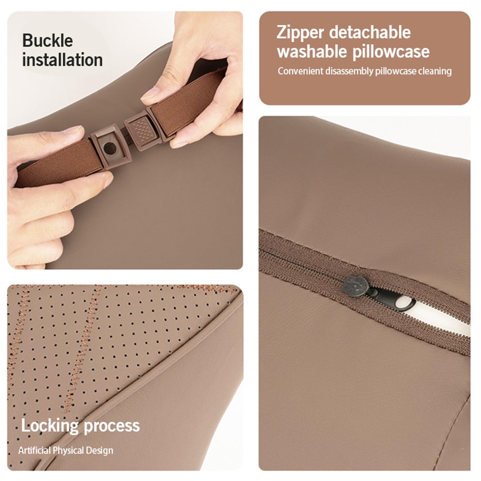 Oreiller de Cou de Voiture, Protection Lombaire Automatique, Soutien de Taille, Appui-tête de Voiture, Protection du Cou(Brown Suit F)
