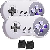Vista 1 de MODESLAB - Paquete de 2 controles inalámbricos de 2.4 GHz compatibles con SNES retro conector de 7 pines recargable Plug & Play (versión USB no PC)