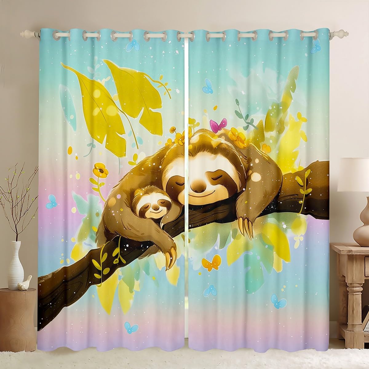 Feelyou Kids Lightsaber Curtains 3D Galaxy Neon Blue Red Window Curtains for Bedroom Living Room Fighters Lightsaber Window Drapes Neon Lightsaber Blackout Curtains, 42W X 63L,2 Panels