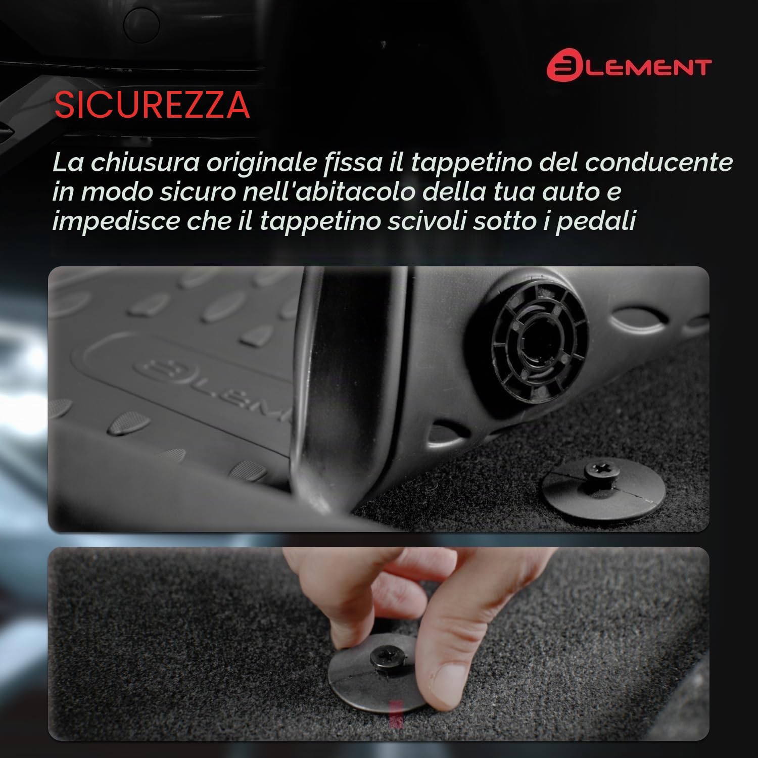 Element - Set di tappetini in gomma 3D adatti per Jeep Avenger | 2023 – oggi, 100% su misura, tappetini in gomma per auto, tappetini in gomma per auto