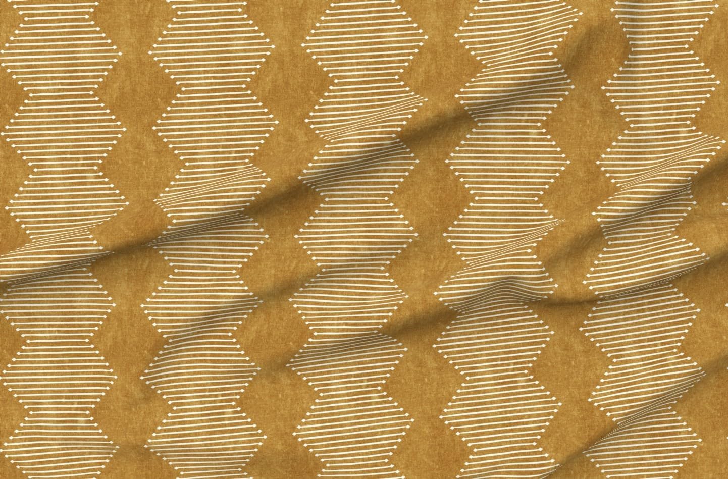 Spoonflower Fabric - Geometric Chevrons Mustard Gold Weathered Southwestern Boho Tribal Printed on Petal Cotton Fabric Fat Quarter - Sewing Quilting Apparel Crafts Decor