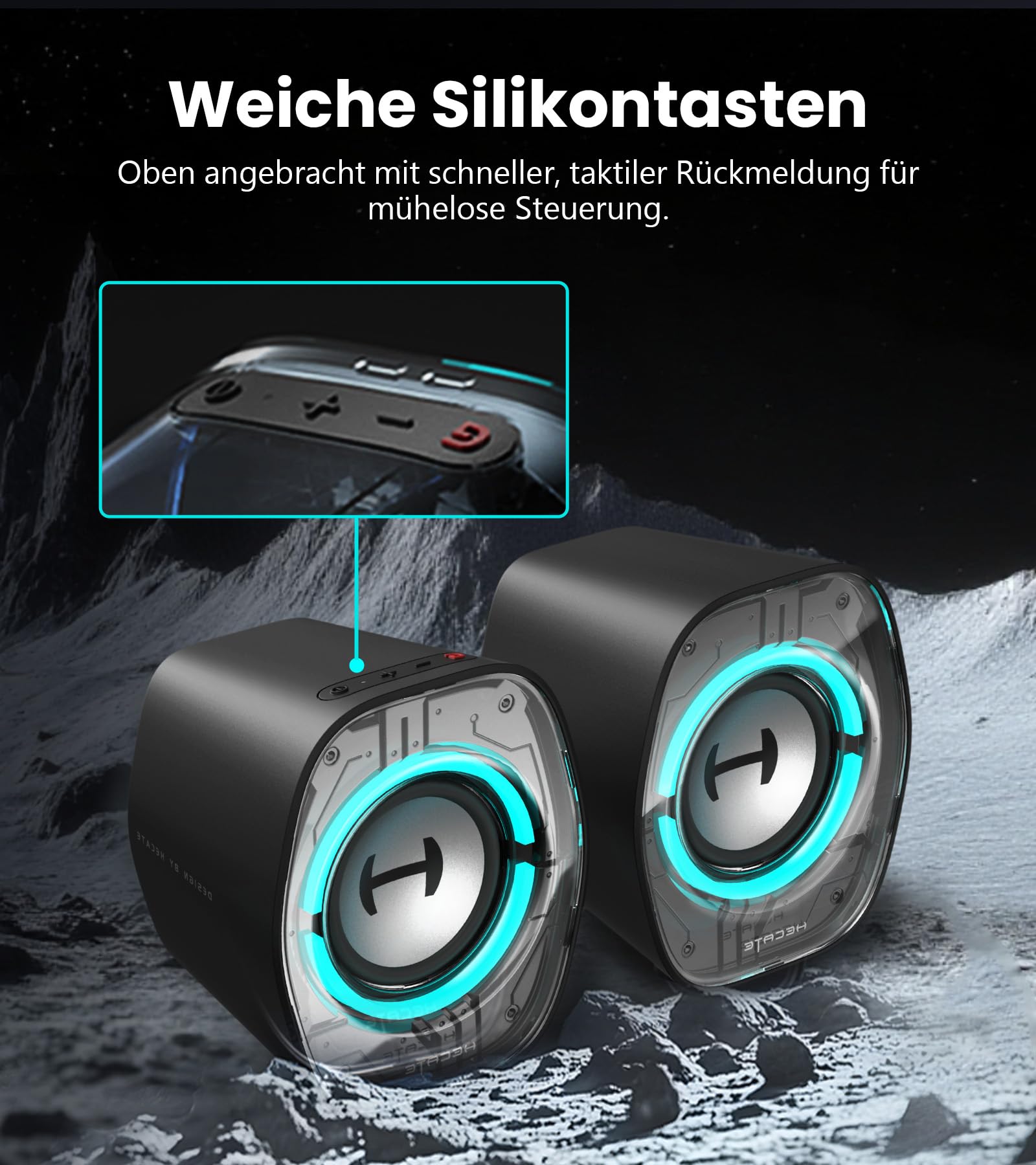 Edifier G1000 II Desktop-Computerlautsprecher, 2,5-Zoll-Breitbandlautsprecher mit Verbessertem Bass, Dynamische RGB-Beleuchtung, Bluetooth 5.4/USB-C/AUX, Gaming-Lautsprecher für PC/PS5/Switch, Schwarz