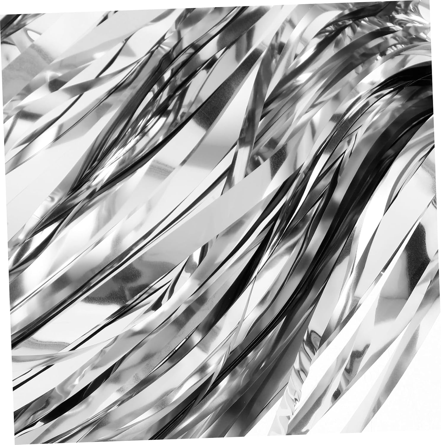 Luxshiny Silver PVC Tinsel Table Skirt for Birthday Party Halloween Season