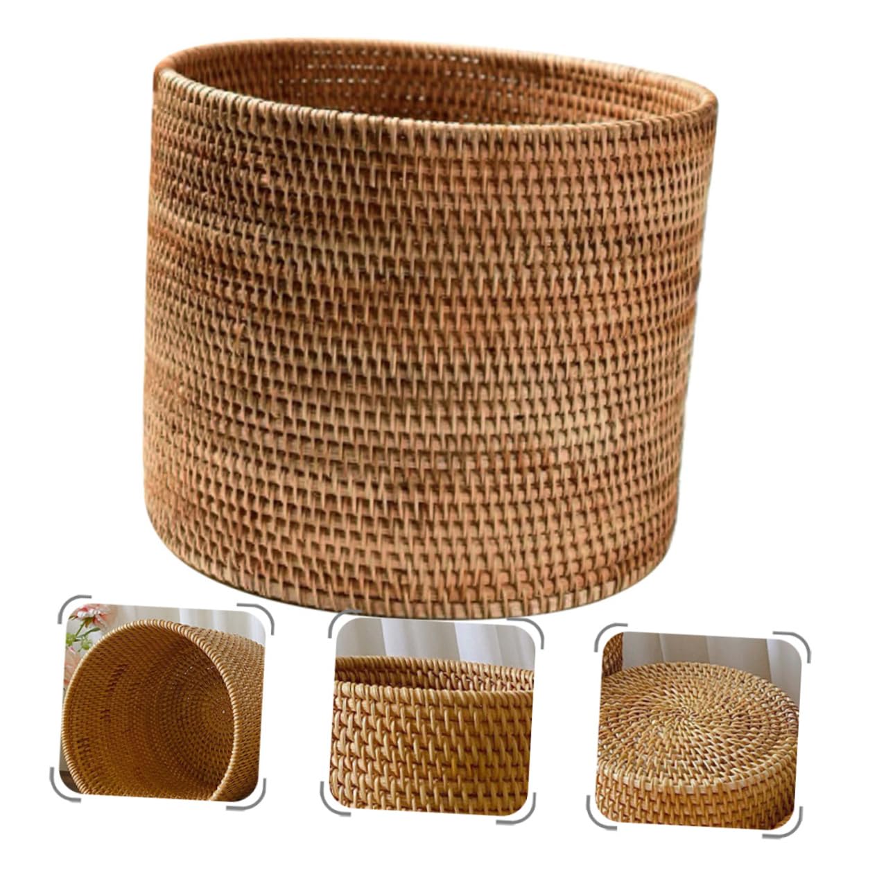 Rattan Woven Storage Basket for Fruits and Snacks, Brown image 3