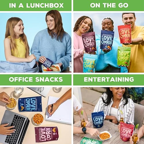 Miniatura 6 de LOVE CORN Crema agria y cebolla de 0.7 onzas x 20 bolsas  Delicioso maíz crujiente  Snacks familiares saludables  Sin gluten, kosher, sin OGM