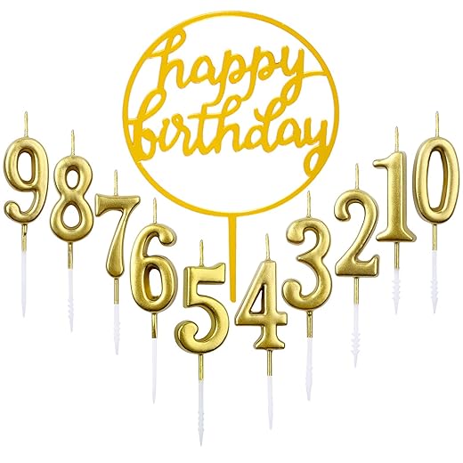 GOTRUST 10 Pieces Birthday Candles – Gold