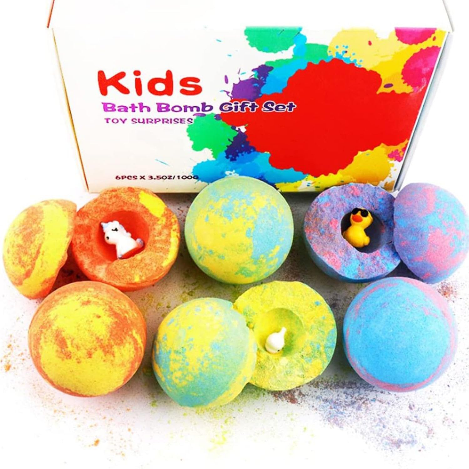 FITTOSurprise Toy Bath Bombs 6 Pieces Set. Natural and Organic Bath Bombs with Surprise Toys Inside, Pack Of 6