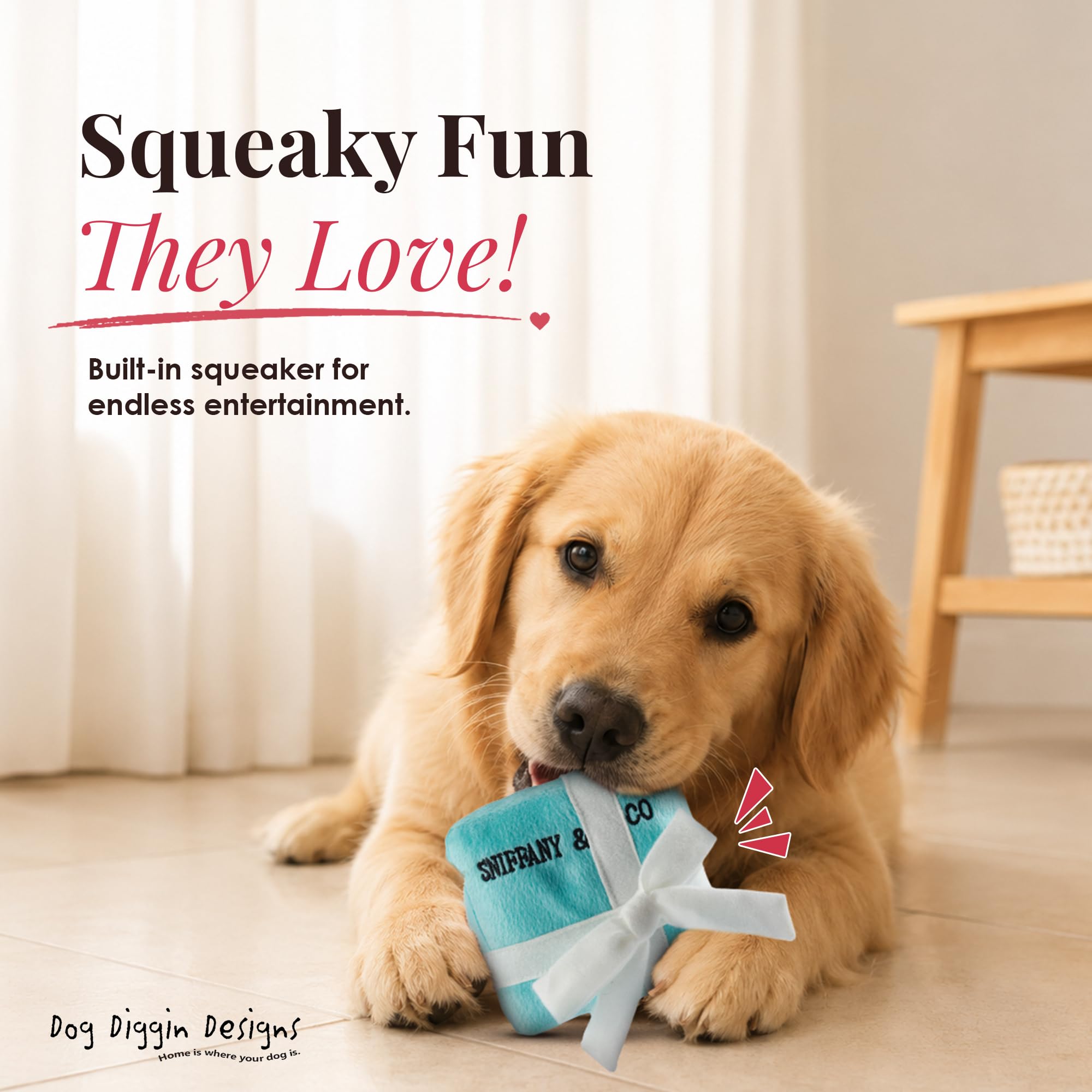 Dog Diggin Designs Sniffany and Co Jouet en Peluche avec couineur pour Chien