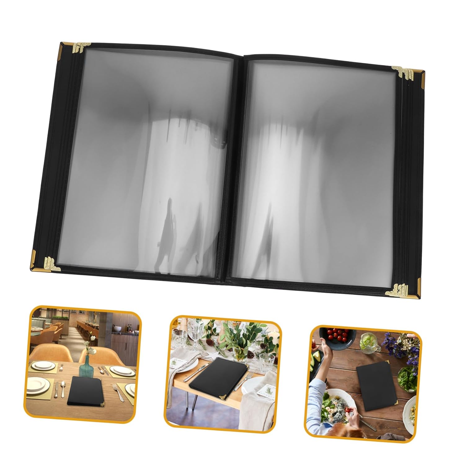 Alipis Transparent Recipe Book Corners Menu Covers for Restaurants Cafes and Bars Easy to Clean Menu Folder for Wine and Drink Lists Page Insert Capacity