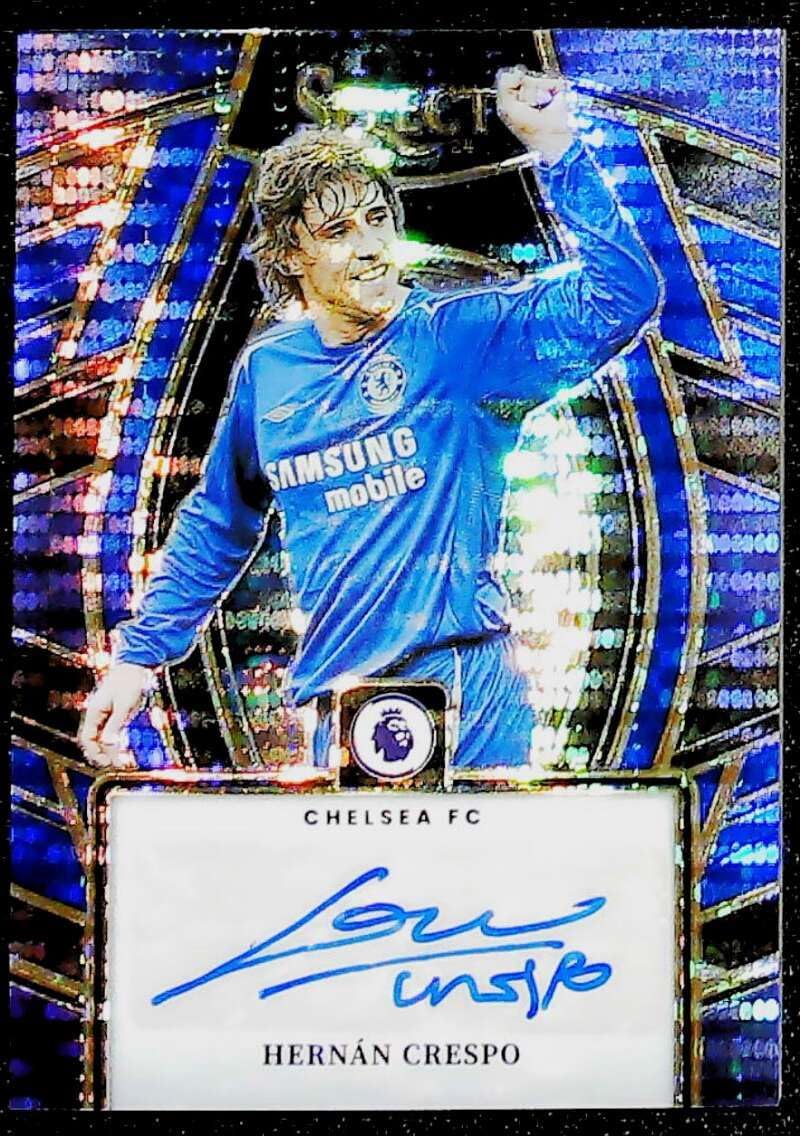 2023-24 Panini Select Premier League Select Signatures - Blue Pulsar #24 Hernan Crespo Auto Autograph Chelsea FC Official EPL Soccer Card in Raw (NM or Better) Condition