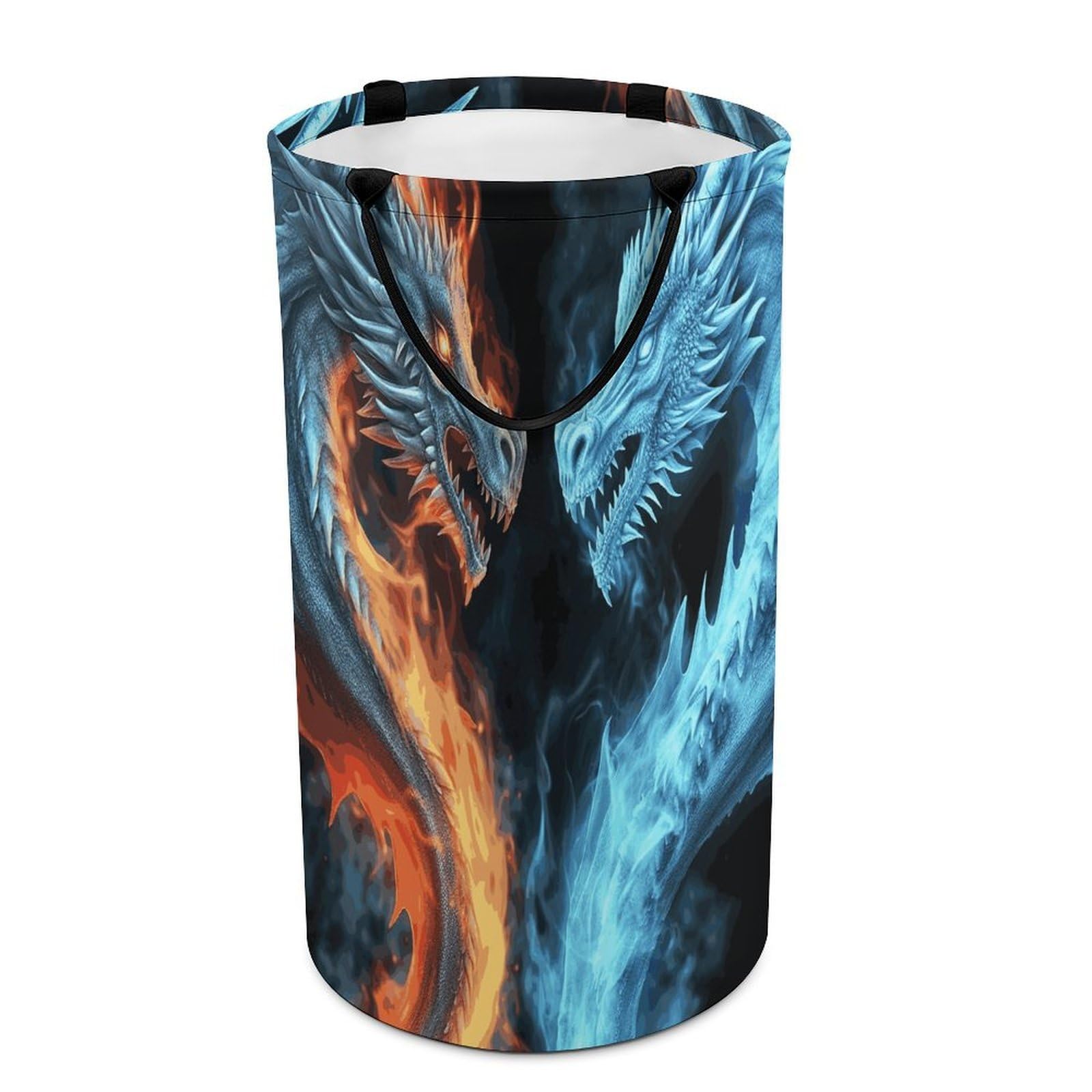 Ice And Fire Dragons Laundry Hamper Waterproof Polyester Laundry Baskets Collapsible Dirty Clothes Storage Basket Clothes Hampers with Sturdy Handles for Travel Bedroom