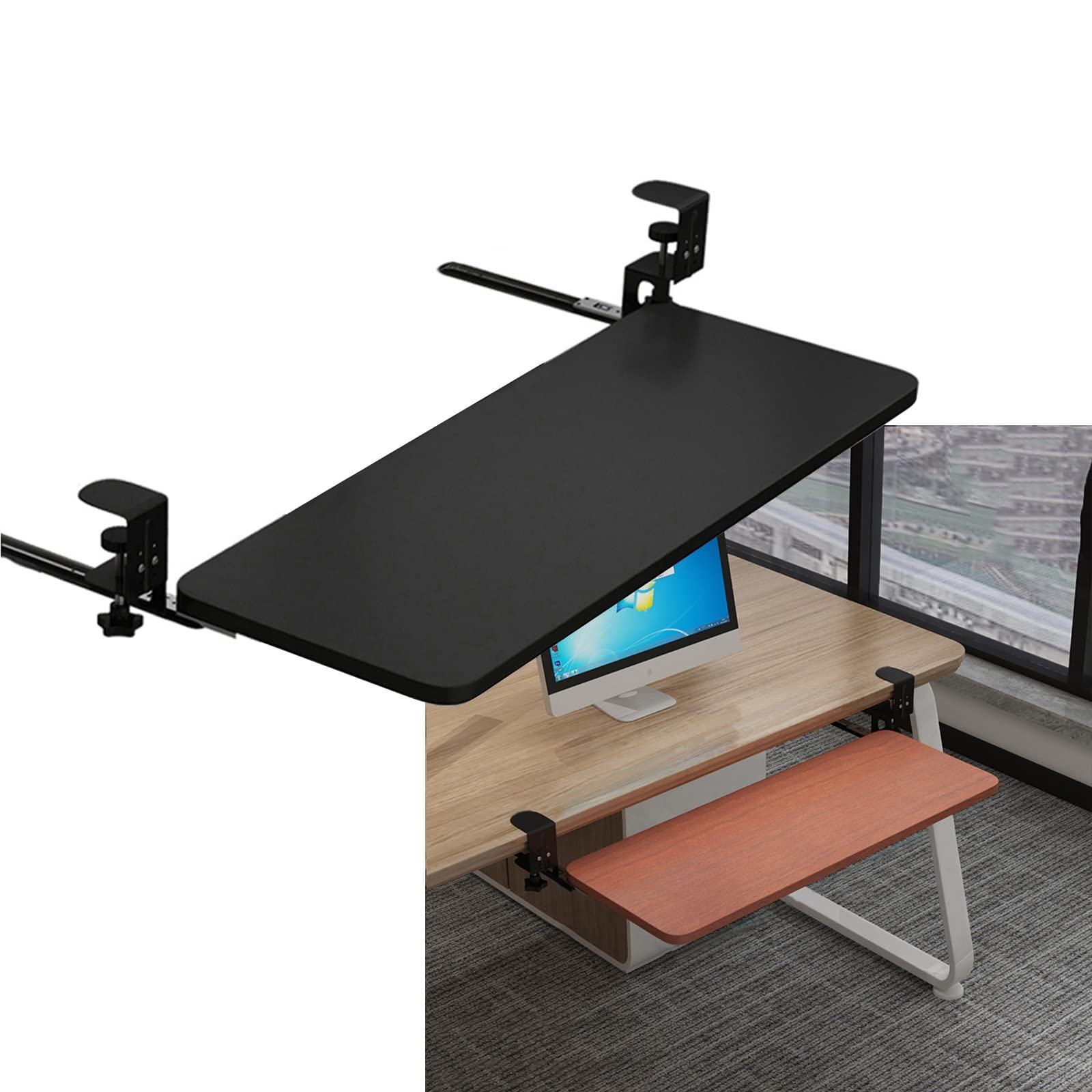 Buy Keyboard Tray Under Desk 4 Color Wood Keyboard Tray ClampOn