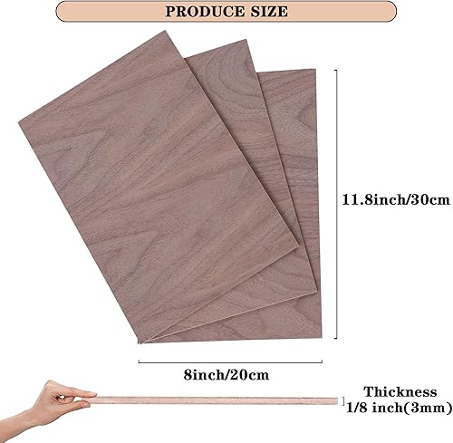 Miniatura 2 de TREEMBER Madera contrachapada de nogal, 12 piezas de hojas de madera contrachapada de 0.118 in, 18 x 12 x 8 pulgadas, madera contrachapada de nogal