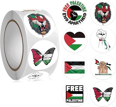 500Pcs Free Palestine Stickers Roll - 8 Freedom Stand with Palestine Flags Decal - Easy Stick & Removable for Scarpbook Craft Notebooks Letters Window Teens Students Teachers