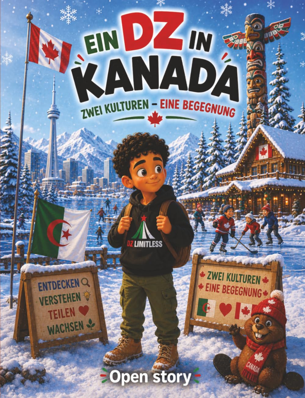 DZ in Kanada - Zwei Kulturen - Eine Begegnung: Illustriertes Kinderbuch mit Fragen und Ausmalbildern - Eine herzerwärmende Geschichte über ... Austausch zwischen Algerien und Kanada