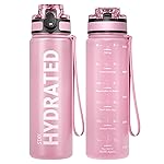 Sahara Sailor Water Bottles, 17oz Motivational Sports Water Bottle with Time Marker - Times to Drink - Tritan, BPA Free, Wide Mouth Leakproof, Fast Flow Technology with Clean Brush (1 Bottle)