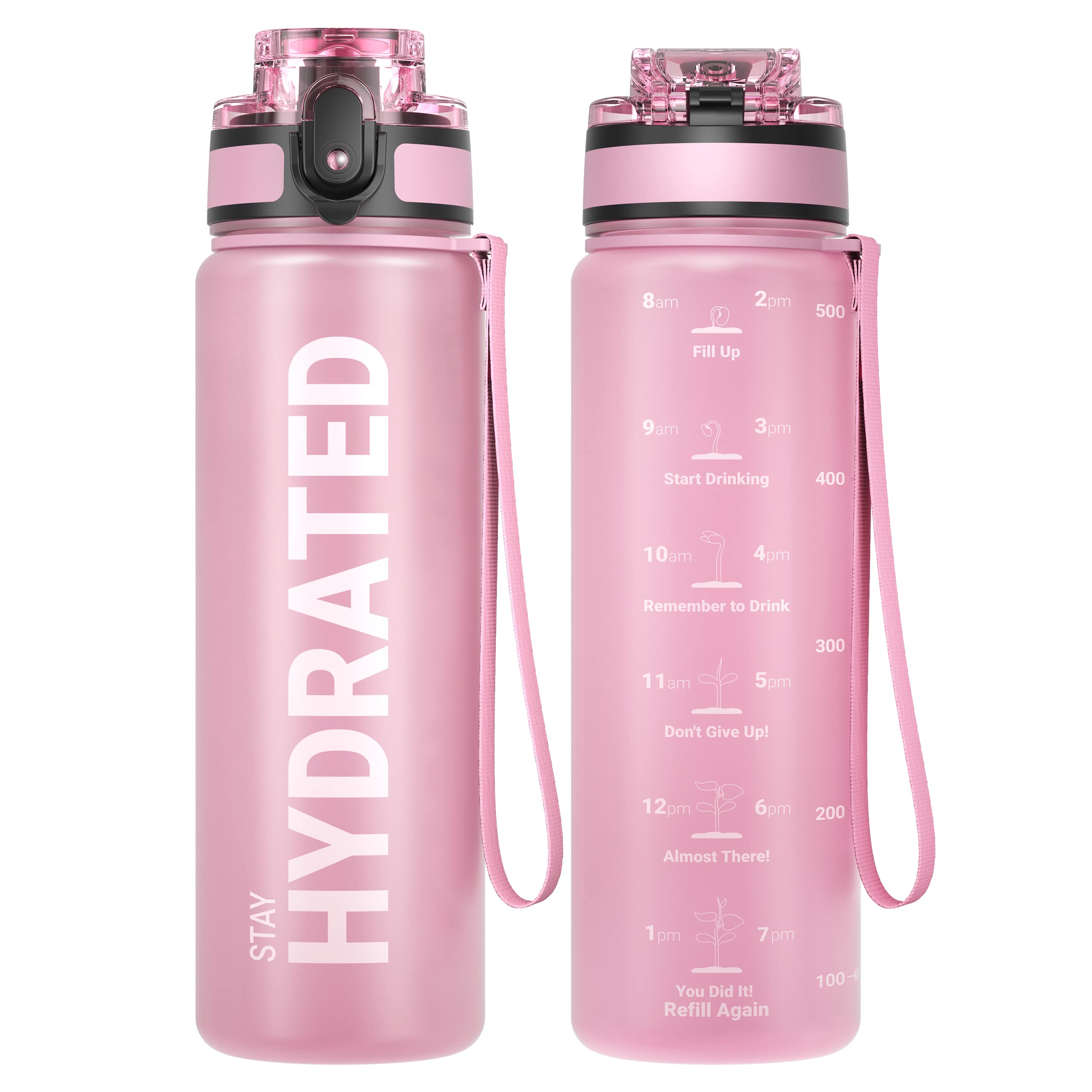 Sahara Sailor Wasserflaschen, motivierende Sport-Wasserflasche mit Zeitmarkierung, Trinkzeitmarkierung, Tritan, BPA-frei, breite Öffnung, auslaufsicher, schnelle Fließ-Technologie mit sauberer Bürste