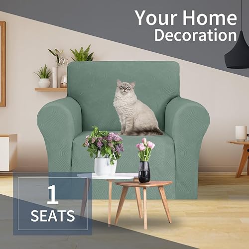 Miniatura 3 de JIVINER Fundas súper elásticas para silla, 1 pieza, universales, de jacquard, para sillón, con cuadros pequeños, con parte inferior elástica (tamaño