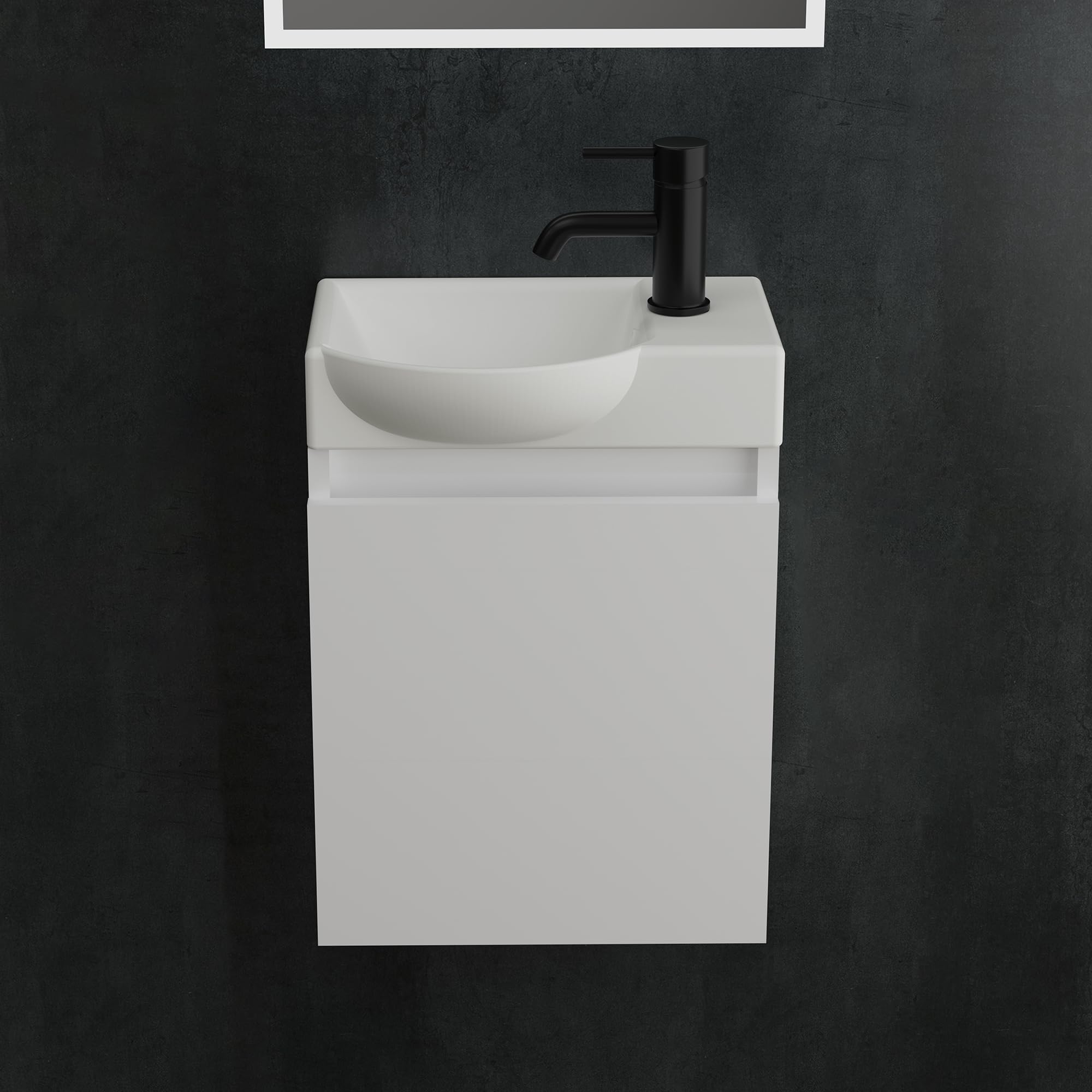 Alpenberger Waschbeckenunterschrank Klein Gäste WC | Waschbecken mit Unterschrank 45 cm Breit | Kleiner Schrank Weiß | Waschtisch Badezimmer Set Möbel
