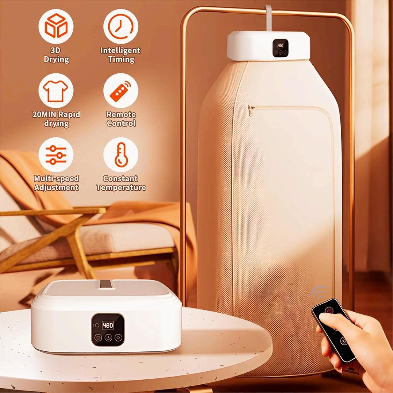 Portable Clothes Dryer, 600W Electric Dryer for Travel,RV,Home,Apartment,Compact Foldable Dryer with Dryer Bag & Hanger for Clothes, Underwear,Baby Clothes, 311392543