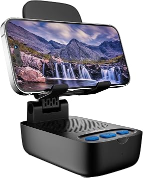 comiso Phone Stand with Bluetooth Speaker, HD Stereo, Adjustable | 2-in-1 phone stand with wireless speaker; adjustable angle for viewing; compatible with iPhones, iPads, Samsung devices
