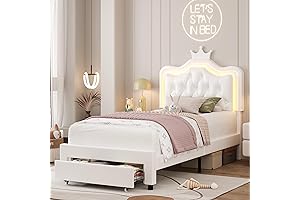 Keyluv Twin Upholstered LED Bed Frame: The Enchanting Princess Bed for Girls 10-12