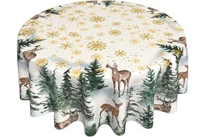 Deluxe Round Christmas Tablecloth: Festive Elegance for Your Holiday Table