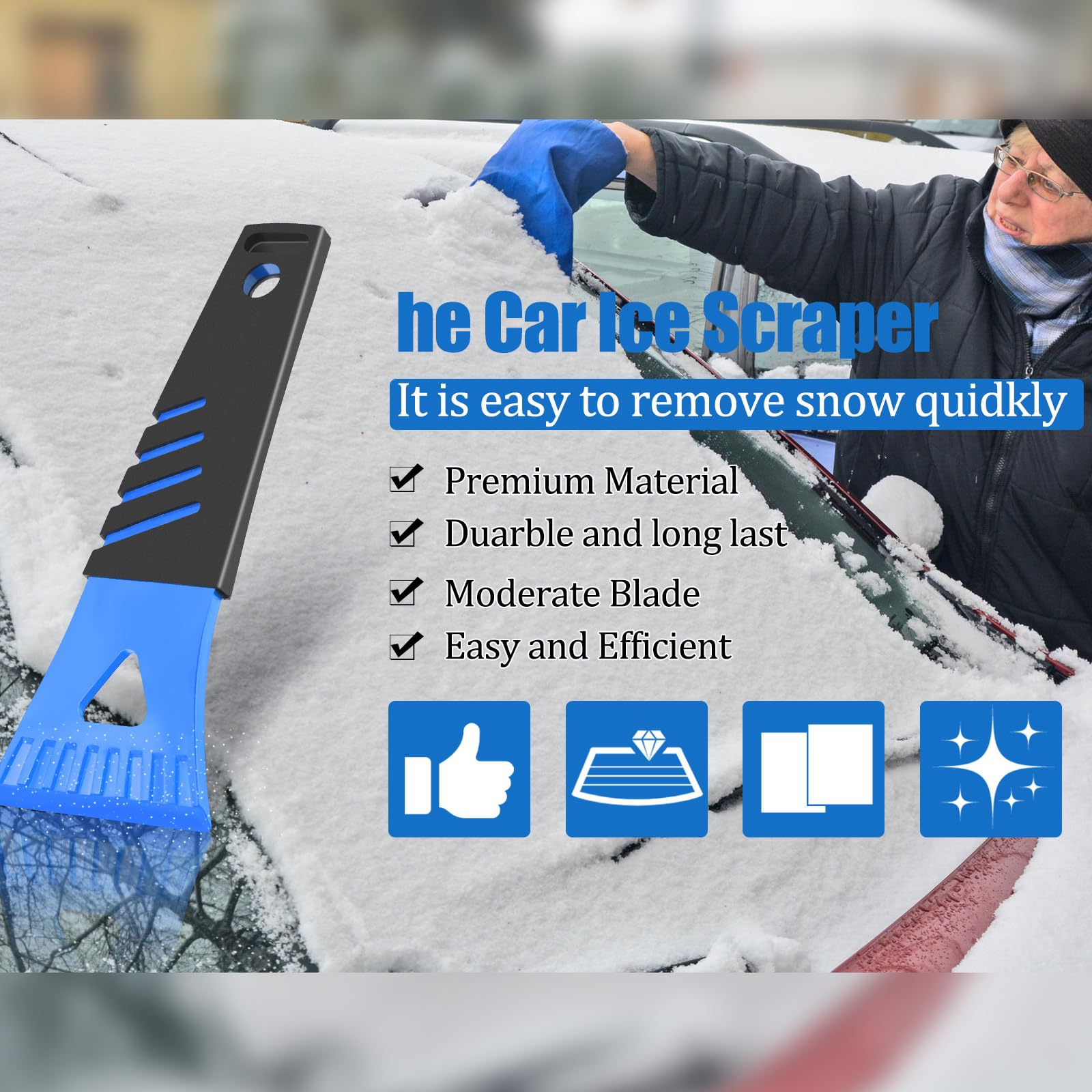 Frienda 24 raschietti per ghiaccio in plastica, accessori invernali per auto per donne e uomini, per la rimozione del gelo, accessori per auto, raschietto per ghiaccio per parabrezza auto, sbrinatore,