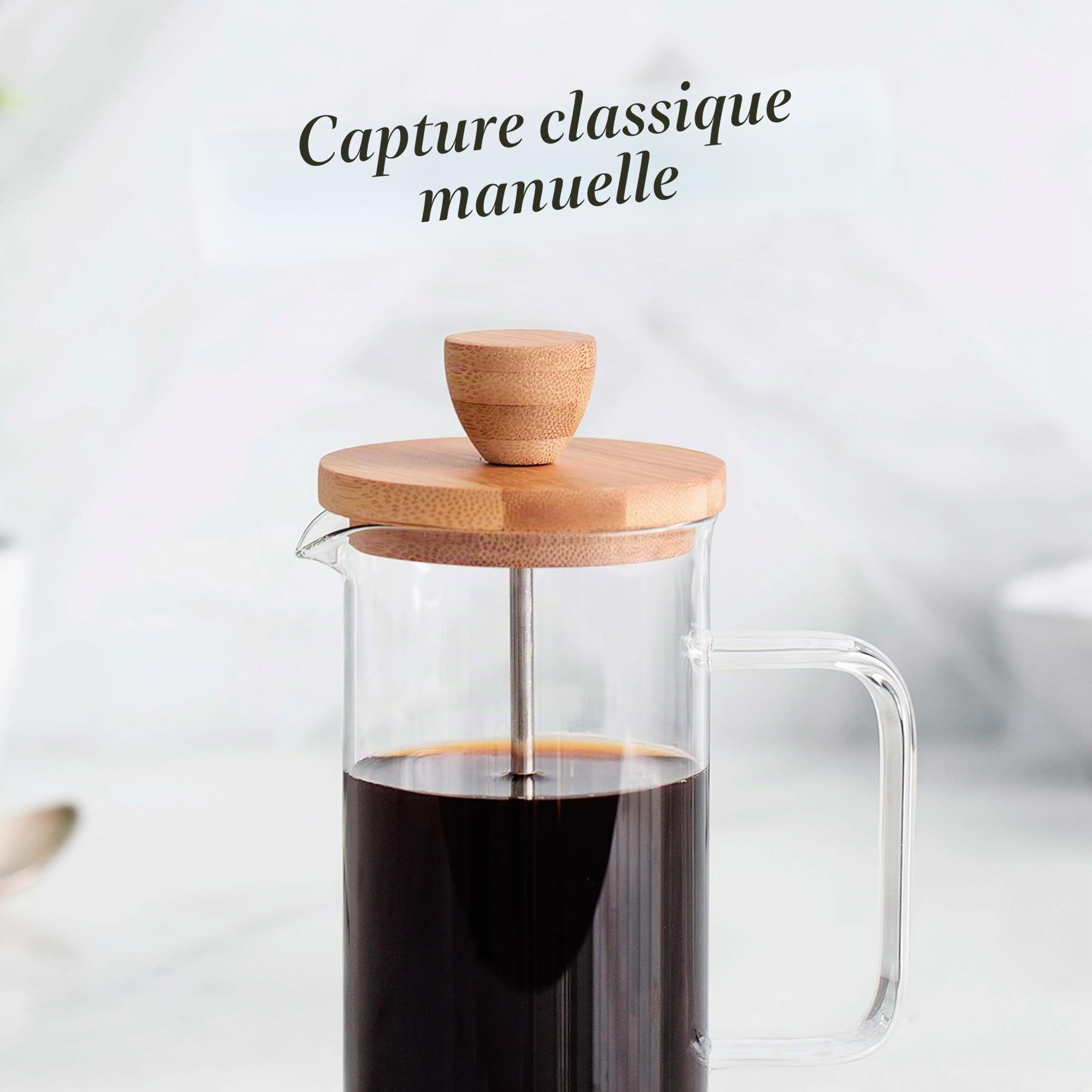 Lacor - Cafetière française, presse café, Cafetière presse avec mbole, Carafe française pour Café Filtre, 3 tasses, 0,35 L, acier et bois, 62163