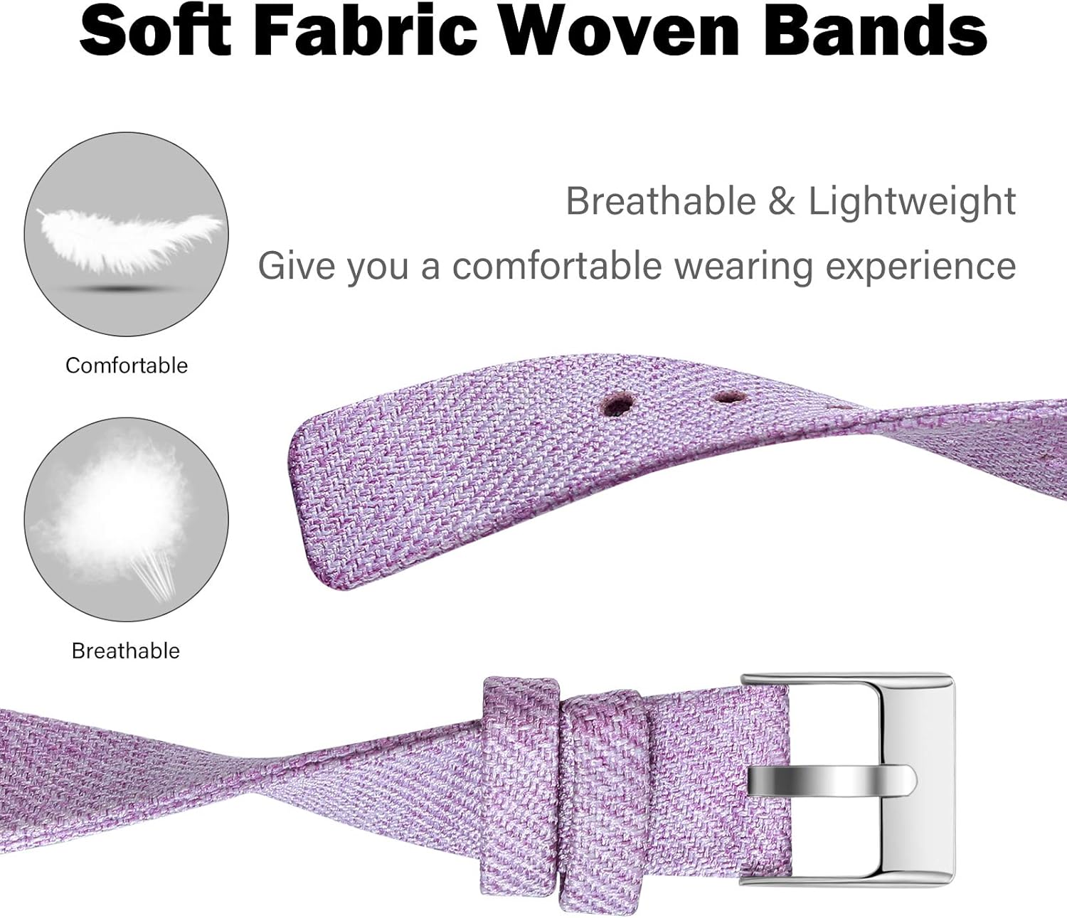 (2 Pack) Witzon Compatible with Fitbit Inspire 2 / Inspire/Inspire HR Bands for Women Men, Woven Fabric Canvas Replacement Wristbands for Fitbit Inspire Accessories Colorful Purple, Small : Electronics