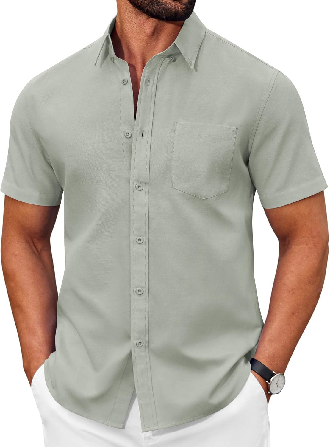 COOFANDY Men's Short Sleeve Oxford Shirt Casual Button Down Shirts Summer Untucked Dress Shirt with Pocket