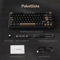 RK ROYAL KLUDGE M75 75% TKL Mechanikus Gamer Billentyűzet, RGB Háttérvilágítás, OLED Kijelző, Hot-Swap Brown Switch, Vezeték Nélküli/Bluetoo 9