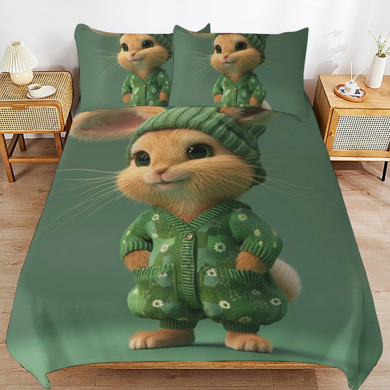 Parure de lit 3D housse de couette microfibre à fermeture éclair