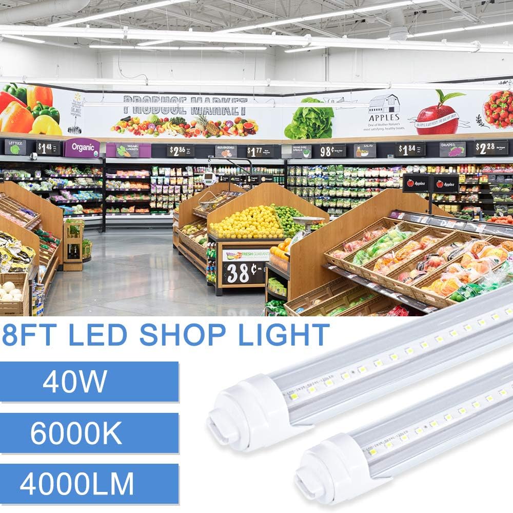 Tор Rаtеd ONLYLUX 8ft Led Bulbs F96t12 HO T12 Led Bulb Replacement R17D Socket Fluorescent Fixtures, 40W 4000LM 6500K Daylight, Clear Lens, Garage Workshop (4 Pack)