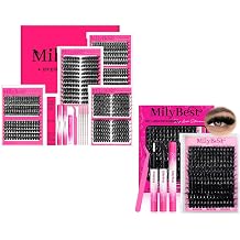 MilyBest 4 Styles Lash Clusters Kit, 864 Pcs D Curl Volume Lashes, 200D Fluffy Lash Clusters Kit, 10-20mm D Curl with Bond and Seal