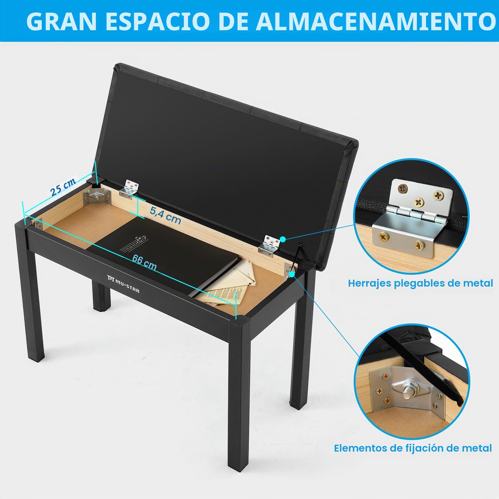 MUSTAR Piano Digital de 88 teclas con banco, teclado piano tamaño completo con 3 pedales, piano eléctrico portátil, piano digital para el hogar con MIDI-USB y soporte, negro