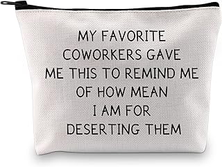 Coworker Moving Away Gift for Work Friend Leaving Gift for Coworker Goodbye Farewell Gift Retirement Gift Work Bestie Makeup Bag (Favorite Coworkers Bag)