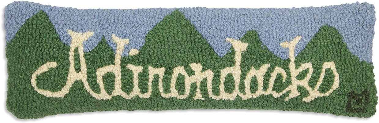 Chandler 4 Corners Artist-Designed Summer Adirondacks Hand-Hooked Wool Decorative Throw Pillow (8 in x 24 in) Lake & Lodge Pillow for Couches & Beds - Low Maintenance - Lake House Cabin Lumbar Pillow