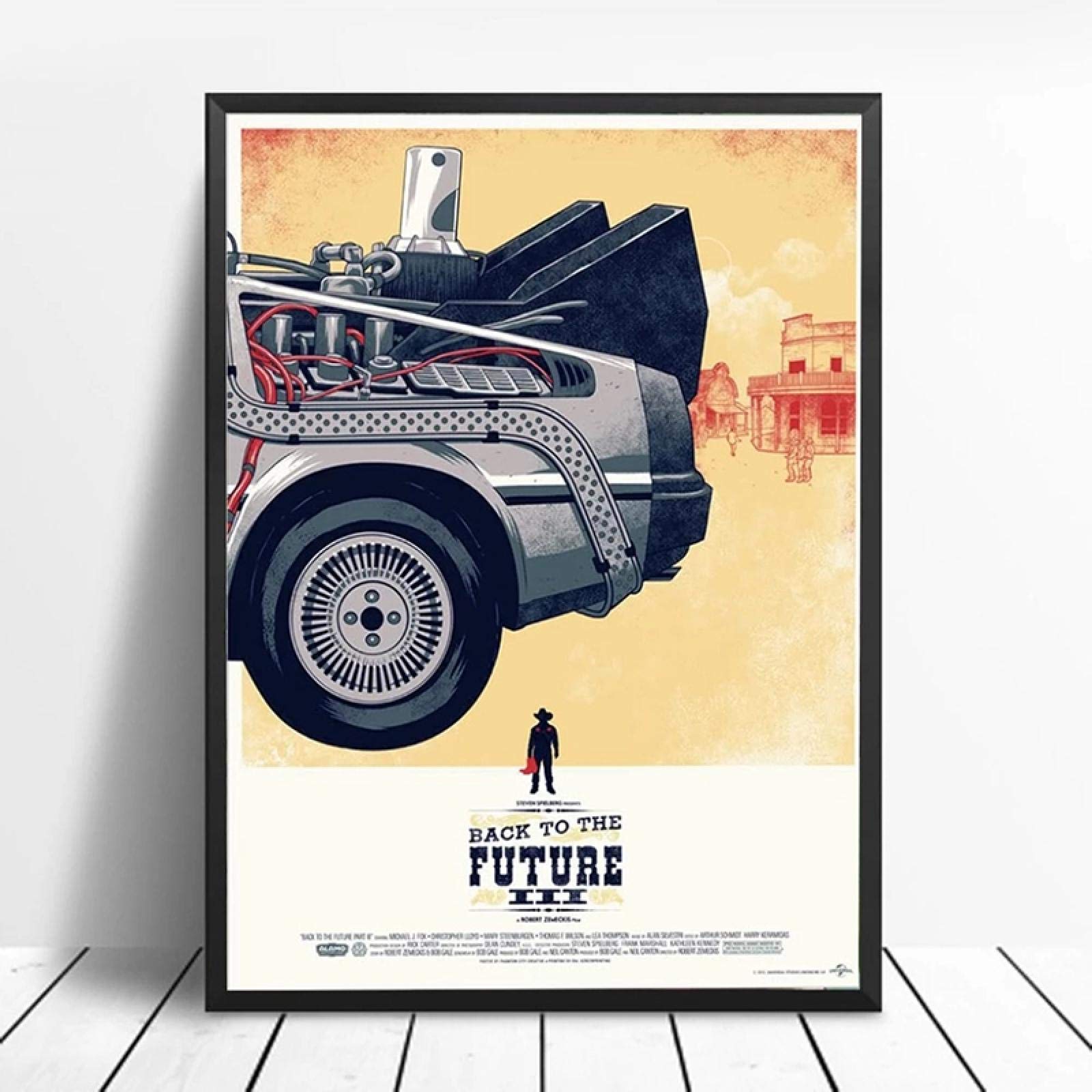 ZHMANLUCK 3 Piezas Decoración de Pared Regreso al Futuro Cuadros de Coches Pintura en Lienzo Carteles de Películas e Impresiones Arte de Pared para Sala de Estar 60x80cm(24x32in) x3 Con Marco