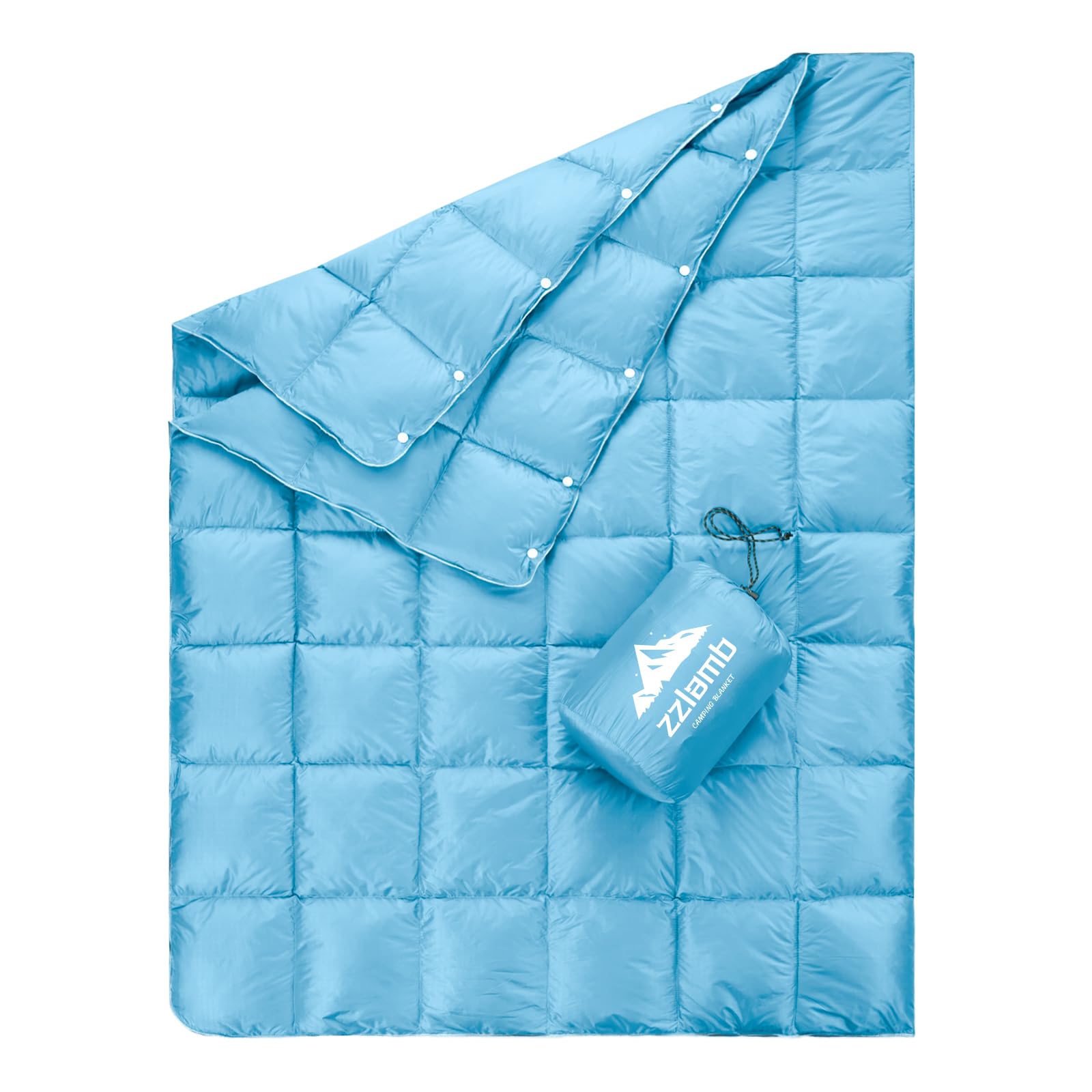 zzlamb Puffy Down Camping Blanket Water-Repellent, Down Throw Travel Blanket Portable for Outdoor, Light Warm Quilt for Couch Plane Car Theater