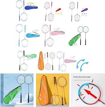 1Pair Professional Double Badminton Racquet Set Light Weight Shuttlecocks for Outdoor Backyard Games Enduring Shuttlecocks for Kids Players Indoor Outdoor Sport