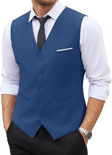 COOFANDY Men's Suit Vest Slim Fit Business Formal Waistcoat Casual Dress Vest