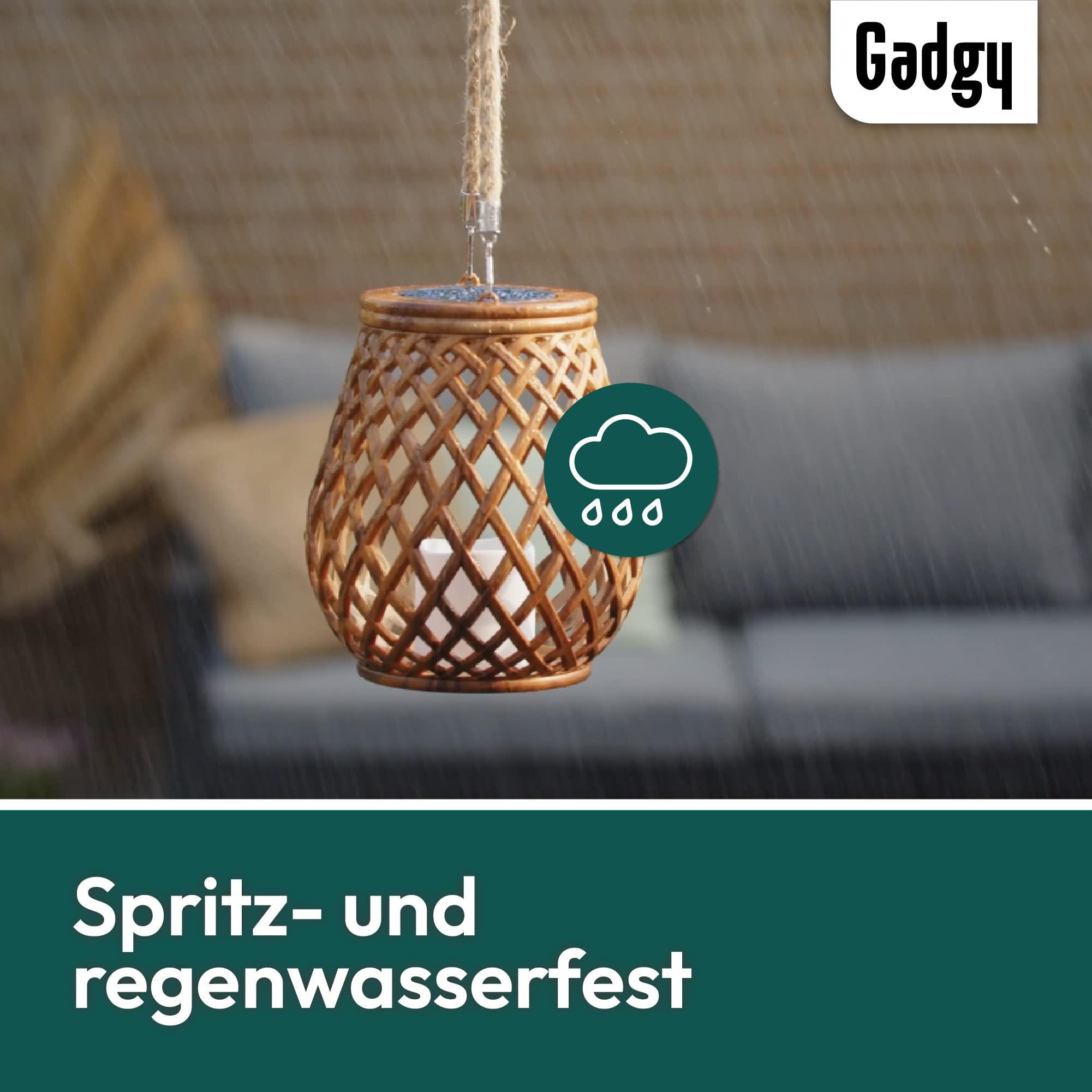 Gadgy Solarlampen für Außen 2er Set Rattan-Optik Wasserdichte Gartenlaternen LED Solarleuchten