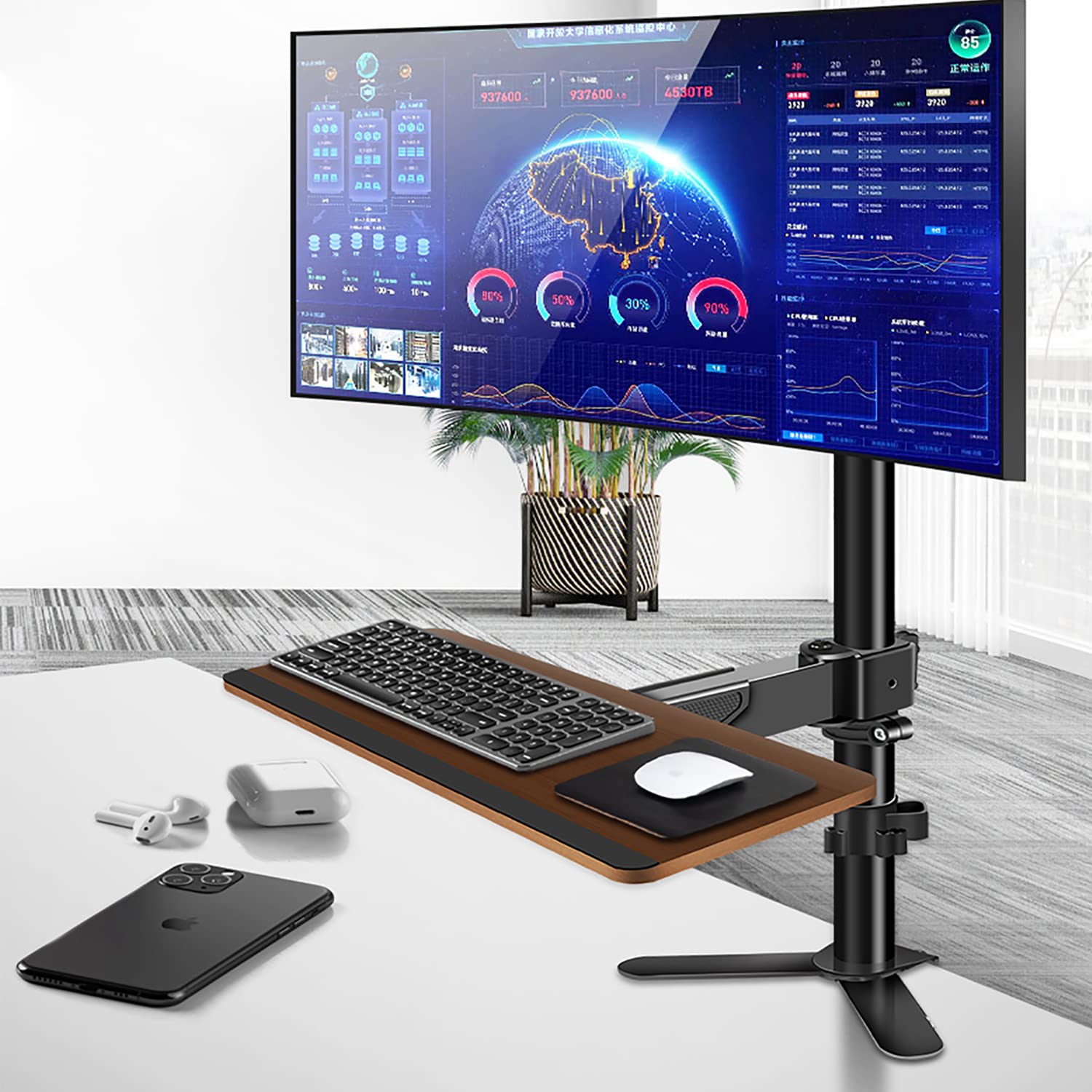 Amazon | キーボードアーム,木製VESAキーボードトレイ,VESA100×100mm