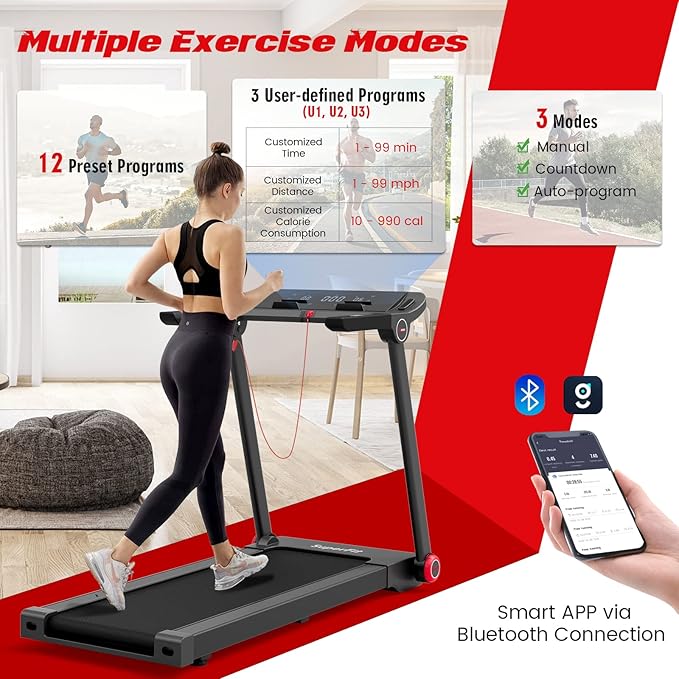 Caminadora Eléctrica Plegable 3.75 hp 12 Programas Monitor LCD Negro miniatura 3