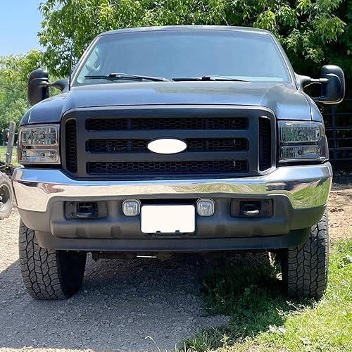 Miniatura 8 de ECOTRIC Nueva parrilla delantera compatible con Ford F250 F350 Super Duty Excursion Black Grille Style 1999 2000 2001 2002 2003 2004