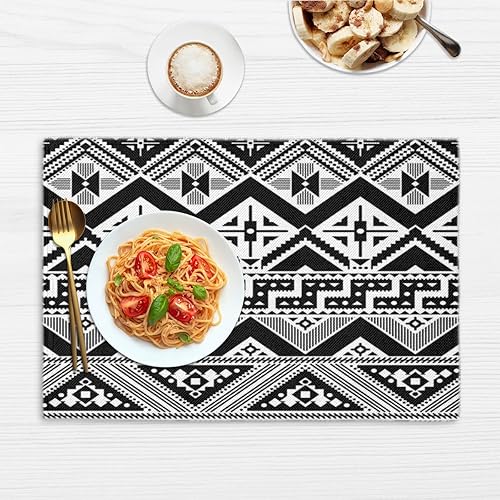 Miniatura 6 de Aztec Art Texture Placemats Set of 4 Table Mats Washable Placemat Waterproof Place Mats for Party Home Dining Table Decor 18x12 in